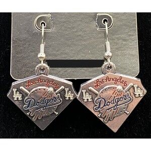 Handmade LA Dodgers Baseball Diamond Earrings by Neanie-Bot
